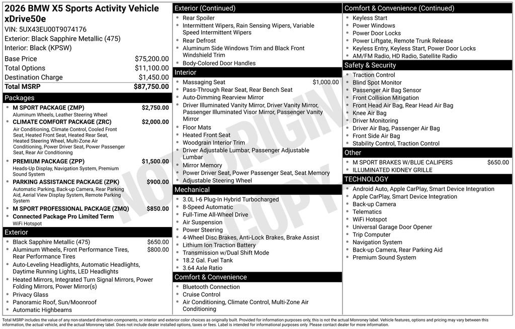 Used 2026 BMW X5 xDrive50e w/ M Sport Package image 43