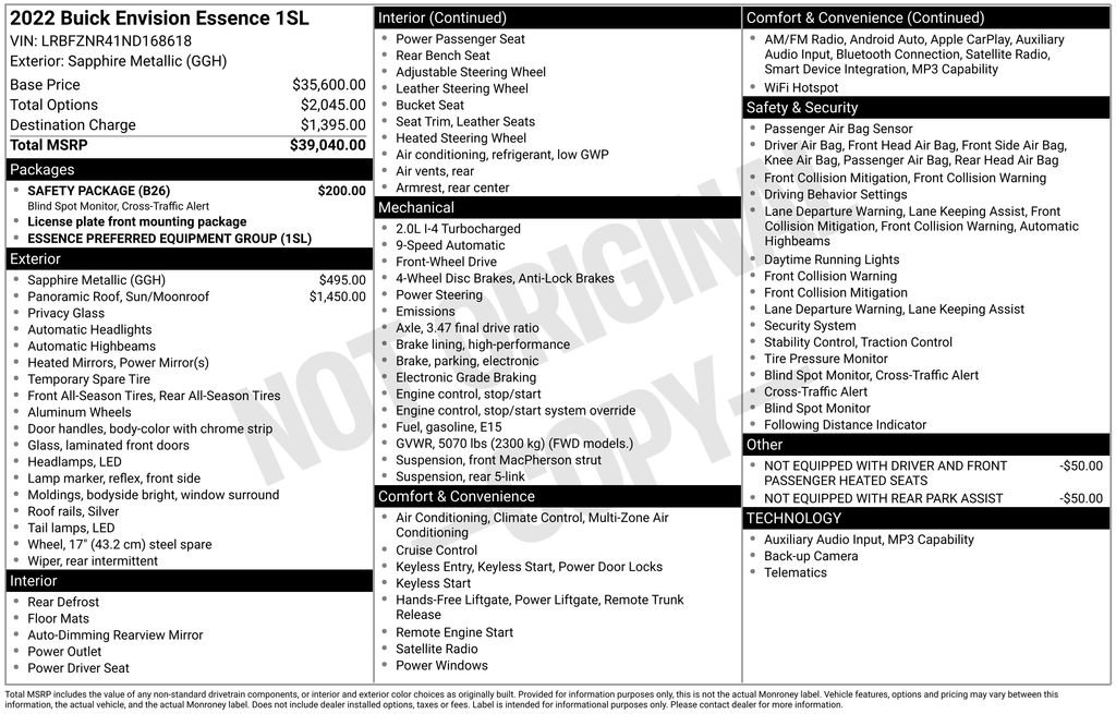 Used 2022 Buick Envision Essence w/ Safety Package image 40