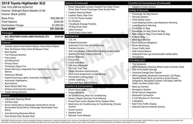 Used 2018 Toyota Highlander XLE AWD/4WD image 10