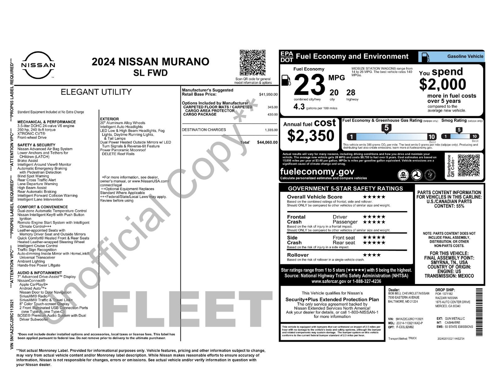 Used 2024 Nissan Murano SL w/ Cargo Package FWD image 6