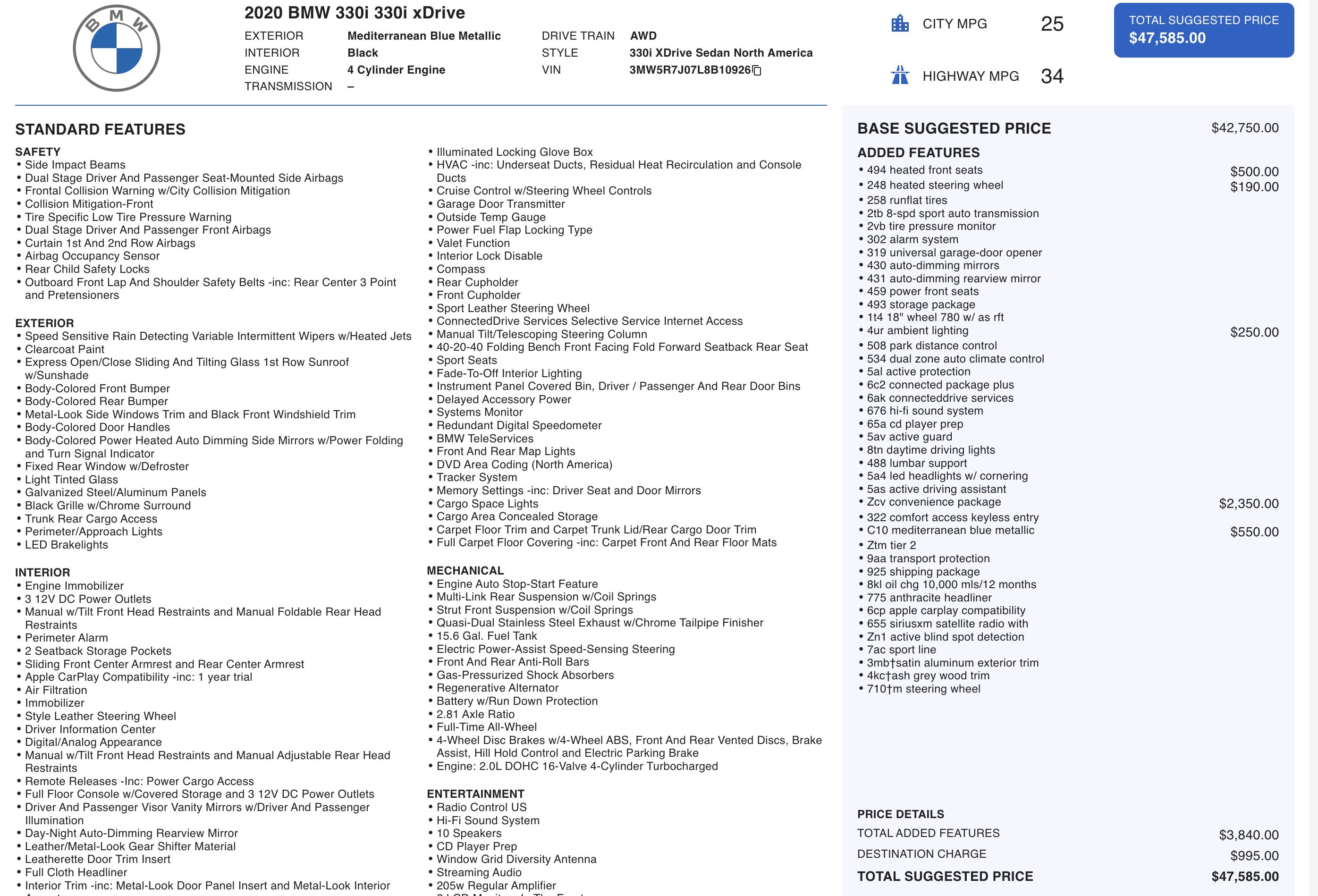 Used 2020 BMW 330i xDrive Sedan w/ Convenience Package image 4