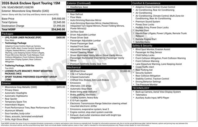 New 2026 Buick Enclave Sport Touring w/ LPO, Floor Liner Package image 15
