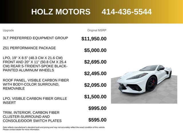 Certified 2020 Chevrolet Corvette Stingray Premium Cpe w/ 3LT Preferred Equipment Group image 5