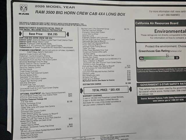 New 2026 RAM 3500 Big Horn AWD/4WD image 18