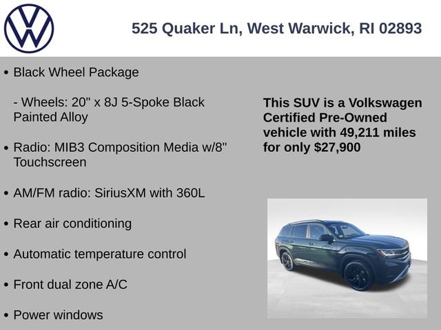 Certified 2022 Volkswagen Atlas SE w/ Black Wheel Package image 7