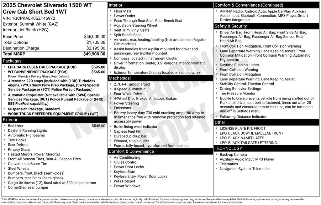 Used 2025 Chevrolet Silverado 1500 W/T w/ LPO, Dark Essentials Package AWD/4WD image 32