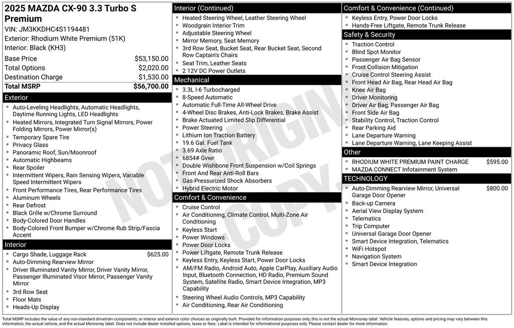 Certified 2025 MAZDA CX-90 3.3 Turbo S w/ Premium Package image 39