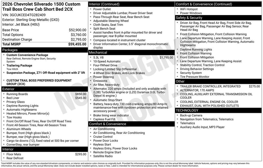 New 2026 Chevrolet Silverado 1500 Custom Trail Boss AWD/4WD image 11