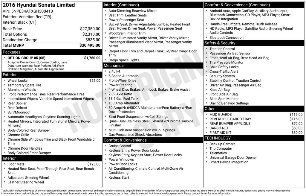 Used 2016 Hyundai Sonata Limited w/ Option Group 05 image 8