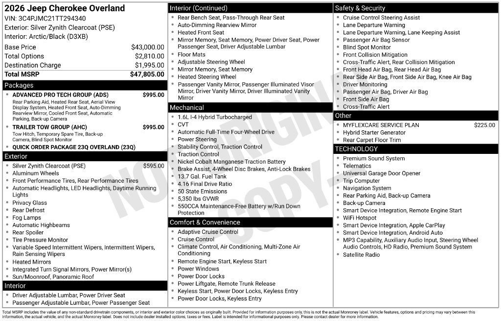New 2026 Jeep Cherokee Overland w/ Trailer Tow Group AWD/4WD image 27