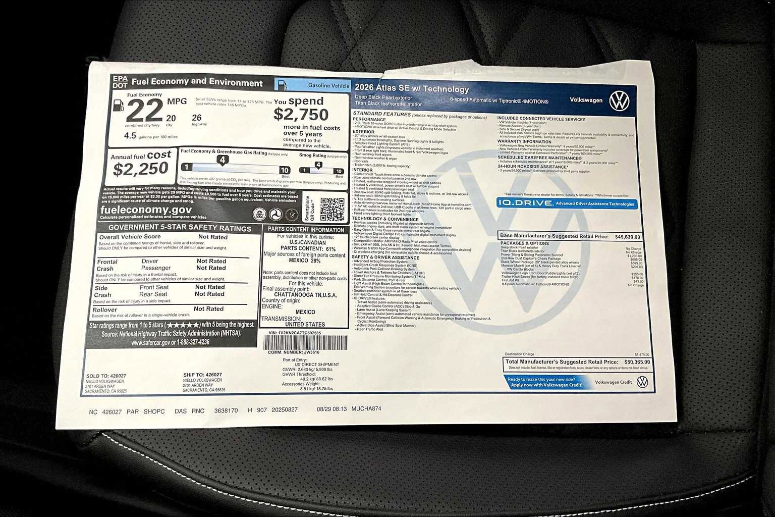 New 2026 Volkswagen Atlas SE image 36