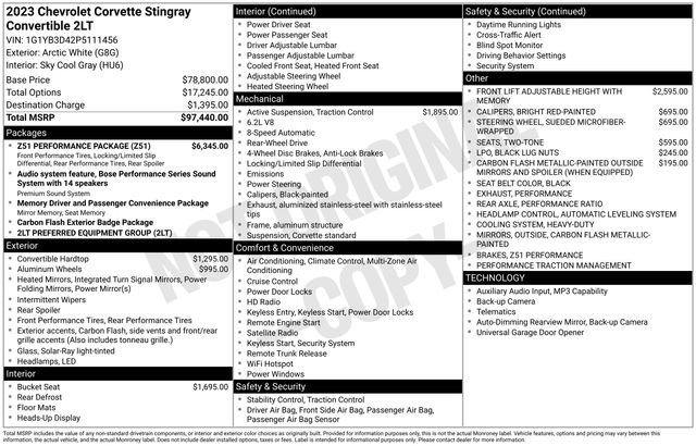 Used 2023 Chevrolet Corvette Stingray Preferred Conv w/ Z51 Performance Package image 45