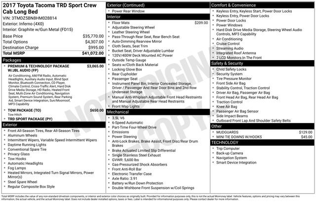 Certified 2017 Toyota Tacoma TRD Sport AWD/4WD image 7