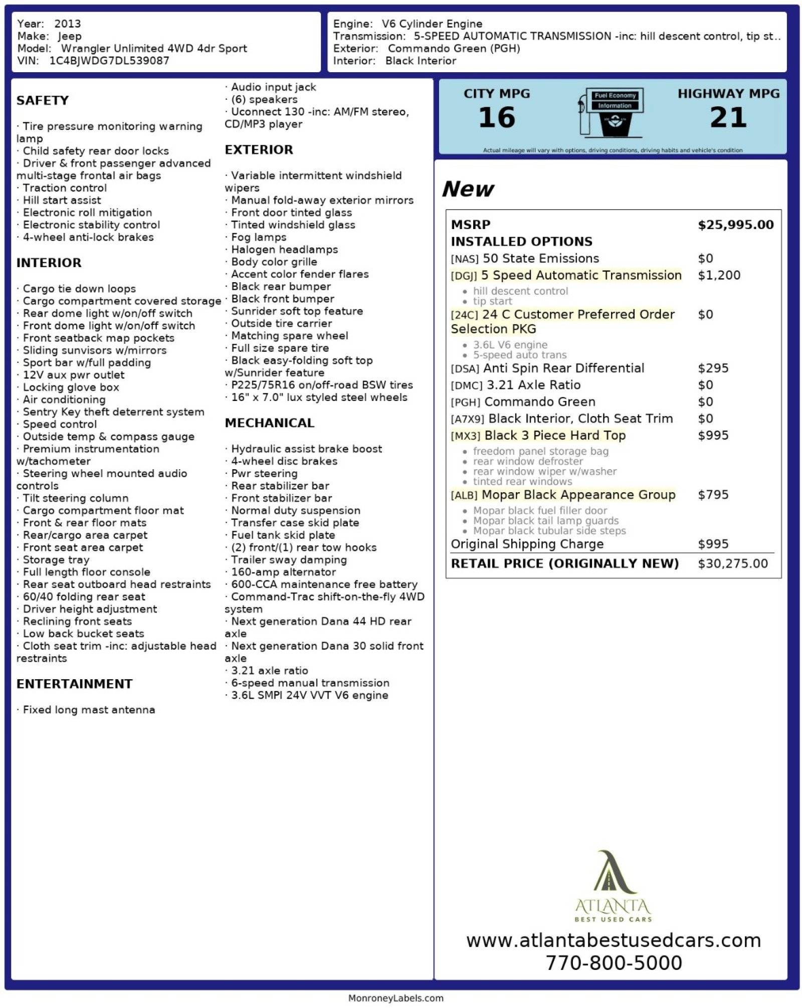 Used 2013 Jeep Wrangler Unlimited Sport w/ Mopar Black Appearance Group image 46