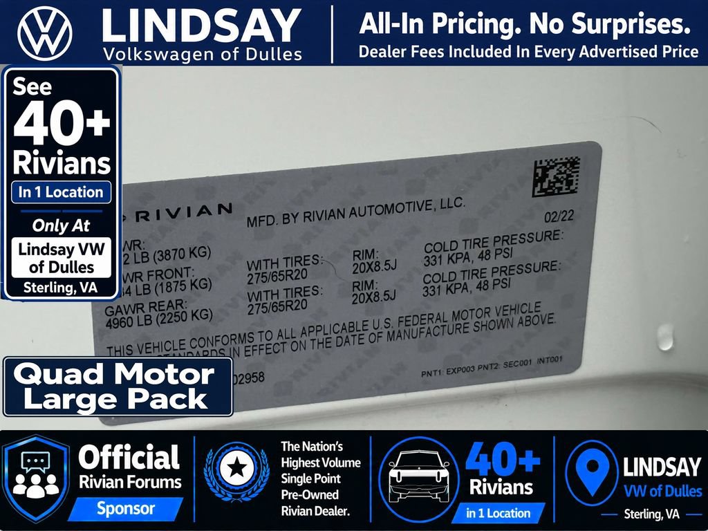 Used 2022 Rivian R1T Launch Edition AWD/4WD image 30