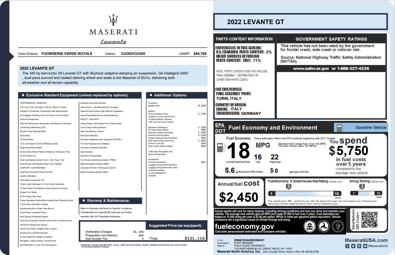 Certified 2022 Maserati Levante GT AWD/4WD image 24