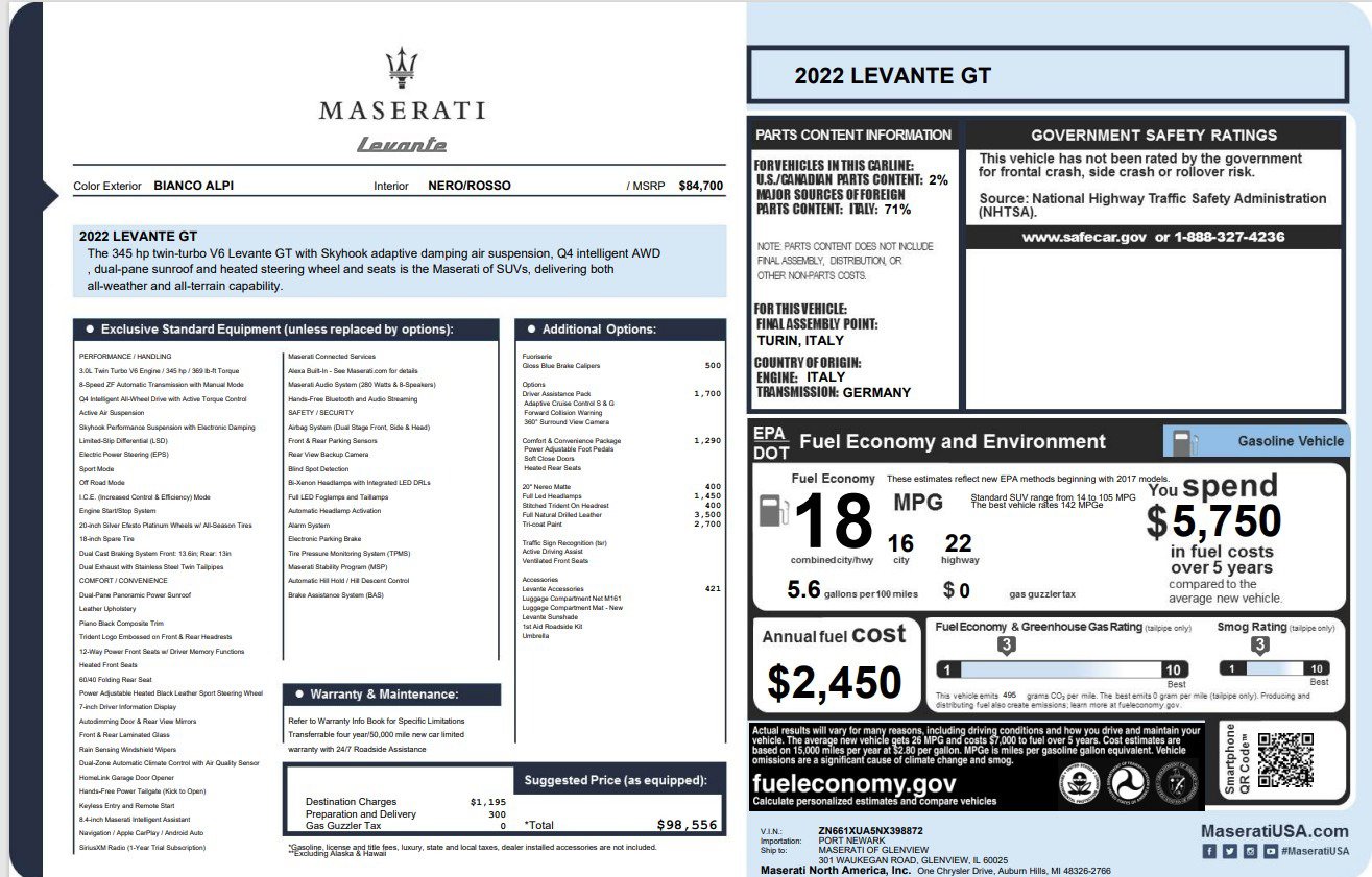 Certified 2022 Maserati Levante GT image 24