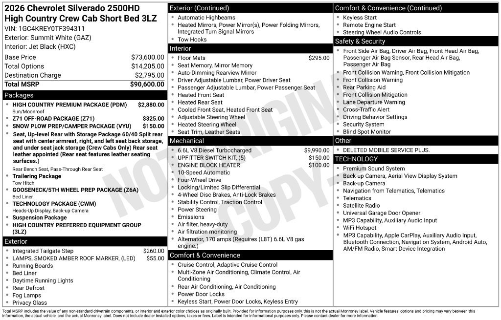 New 2026 Chevrolet Silverado 2500 High Country w/ High Country Premium Package AWD/4WD image 4