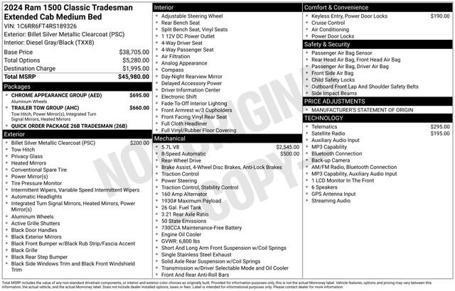 Used 2024 RAM 1500 Tradesman w/ Chrome Appearance Group RWD image 20