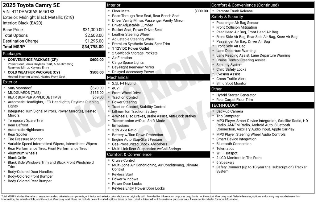 Used 2025 Toyota Camry SE w/ Convenience Package FWD image 35
