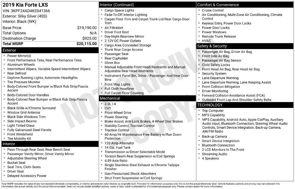 Used 2019 Kia Forte LXS FWD image 6