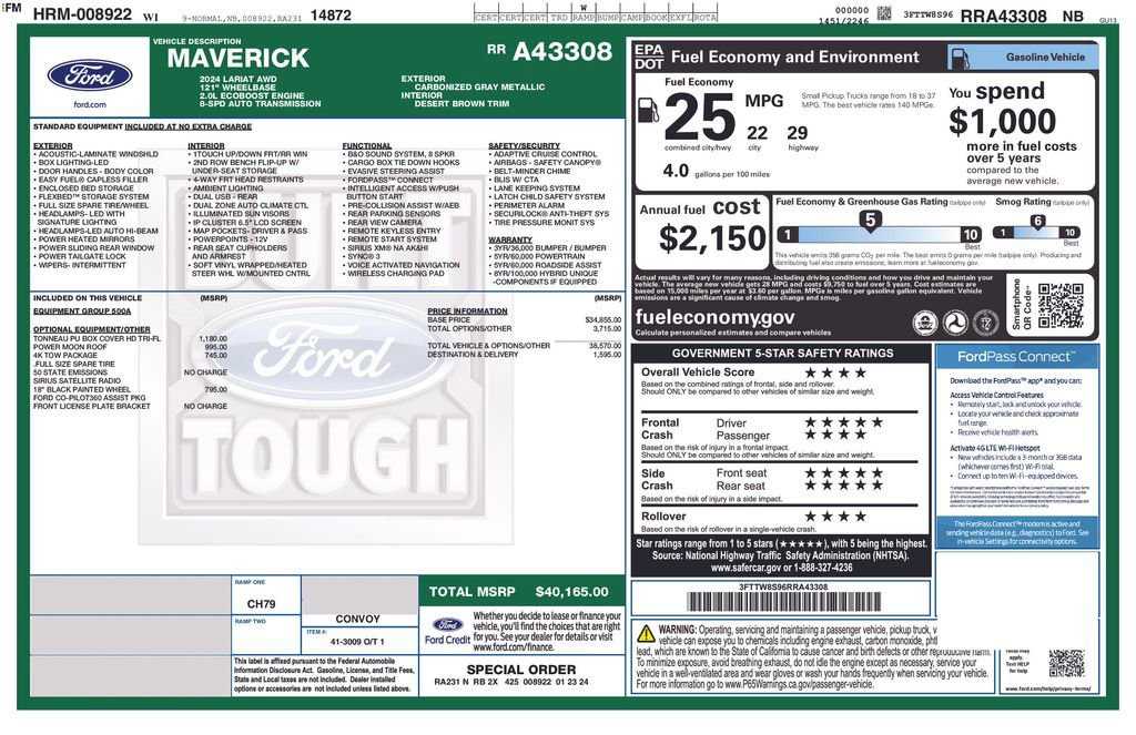 Used 2024 Ford Maverick Lariat w/ 4K Tow Package image 2
