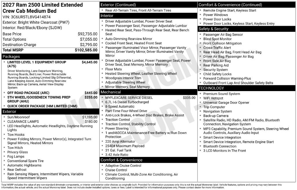 New 2027 RAM 2500 Limited AWD/4WD image 7