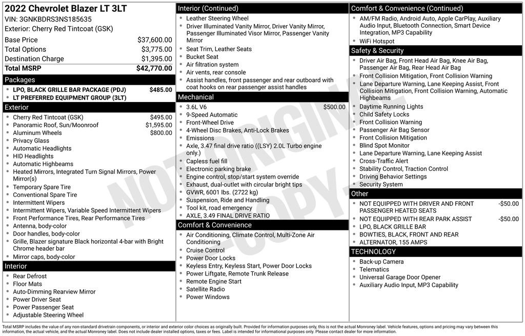 Used 2022 Chevrolet Blazer LT w/ LPO, Black Grille Bar Package FWD image 14