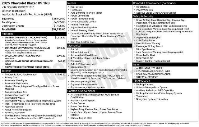 New 2025 Chevrolet Blazer RS w/ Driver Confidence II Package image 2