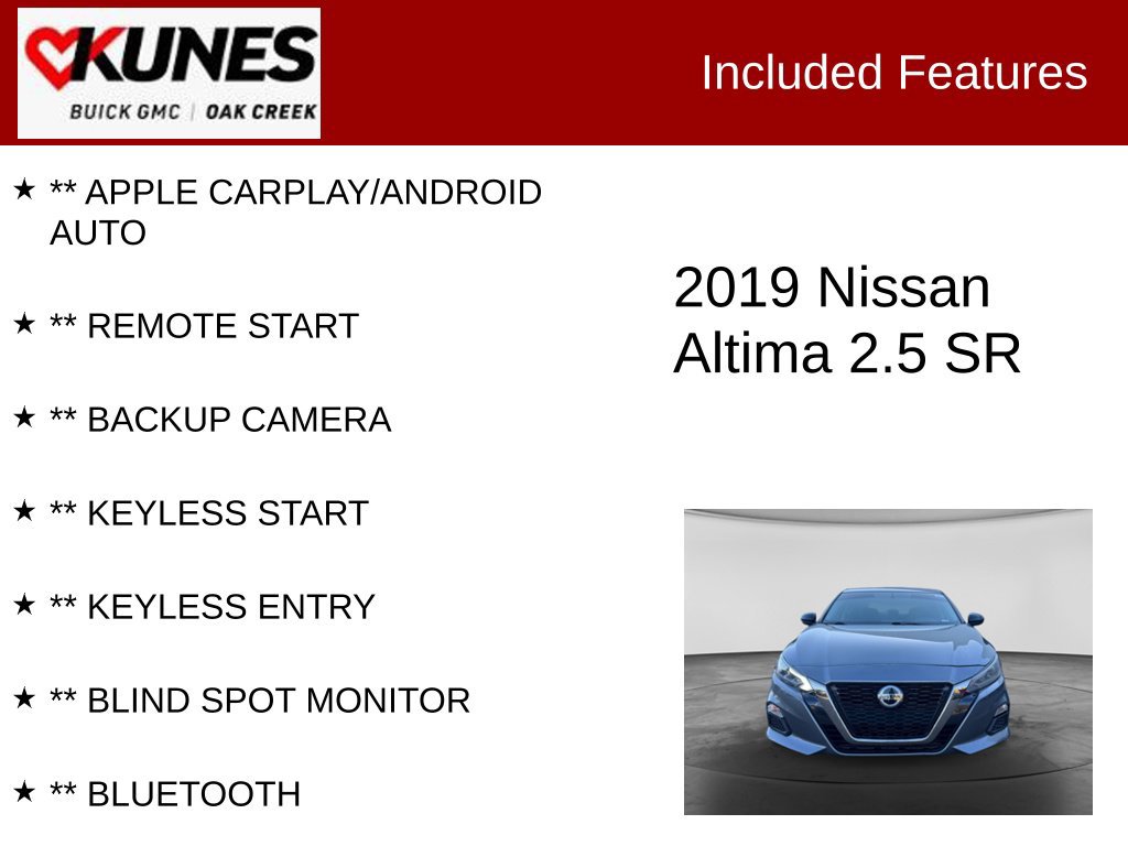 Used 2019 Nissan Altima 2.5 SR FWD image 2
