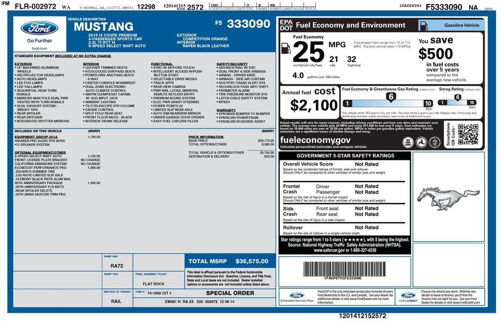 Used 2015 Ford Mustang Premium w/ Ecoboost Performance Package image 42