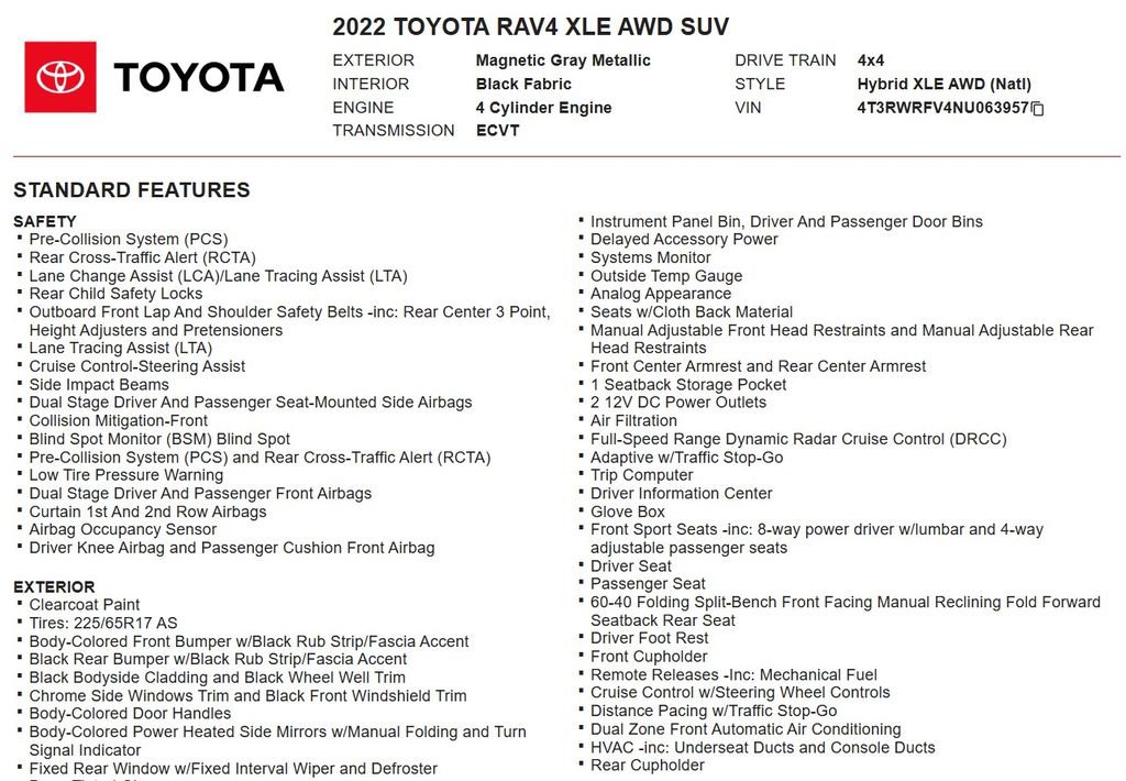 Used 2022 Toyota RAV4 XLE w/ Convenience Package AWD/4WD image 17