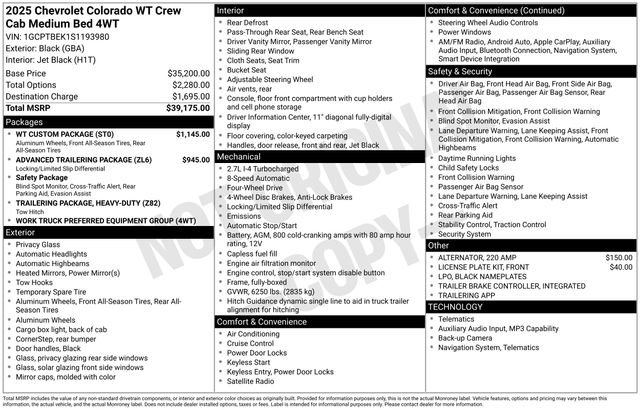 Used 2025 Chevrolet Colorado W/T w/ WT Custom Package AWD/4WD image 40