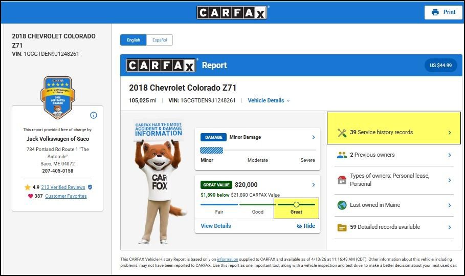 Used 2018 Chevrolet Colorado Z71 image 12