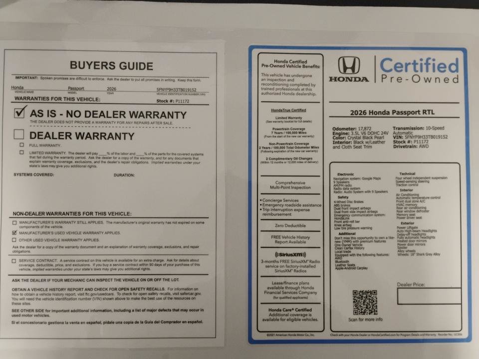 Certified 2026 Honda Passport RTL image 33