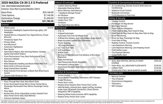 Used 2025 MAZDA CX-30 AWD 2.5 S w/ Preferred Package image 37