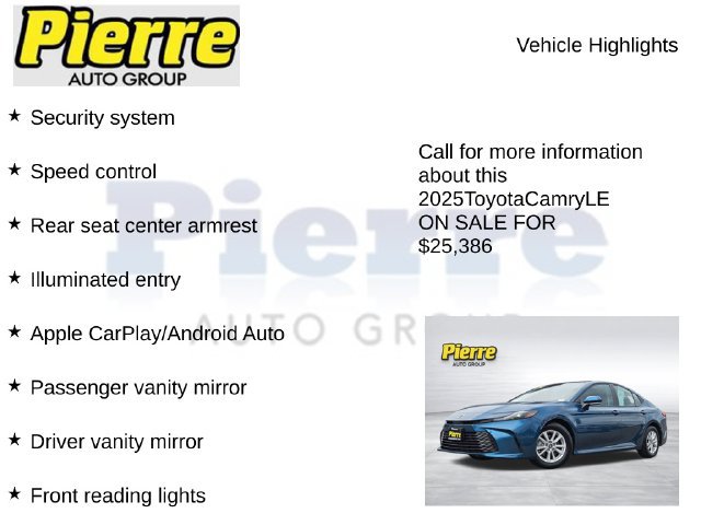 Used 2025 Toyota Camry LE FWD image 22