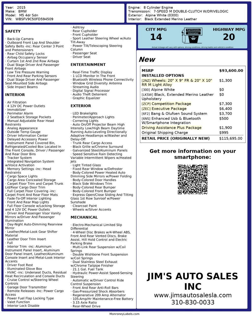 Used 2015 BMW M5 RWD image 11