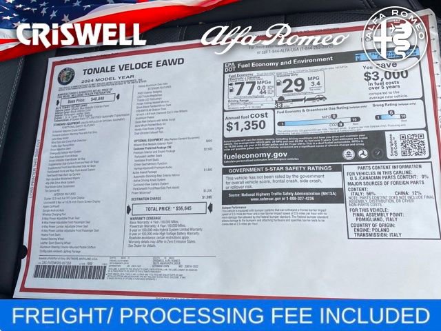 New 2024 Alfa Romeo Tonale Veloce AWD/4WD image 49
