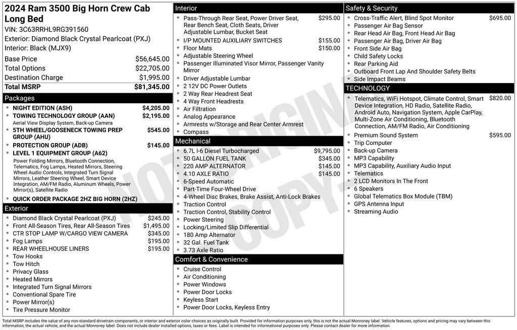 Used 2024 RAM 3500 Big Horn w/ Night Edition AWD/4WD image 6