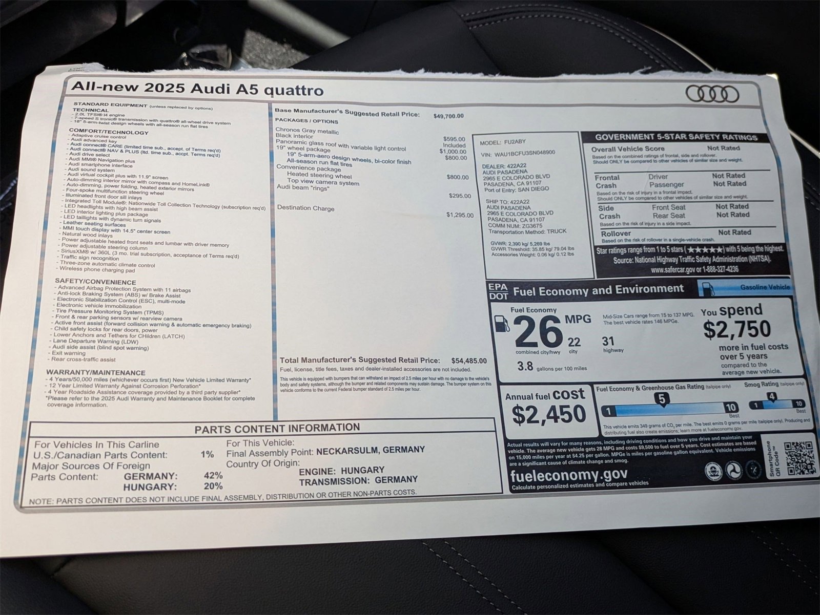 New 2025 Audi A5 2.0T Premium image 18