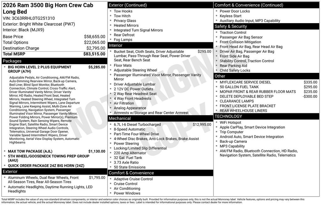 New 2026 RAM 3500 Big Horn AWD/4WD image 5
