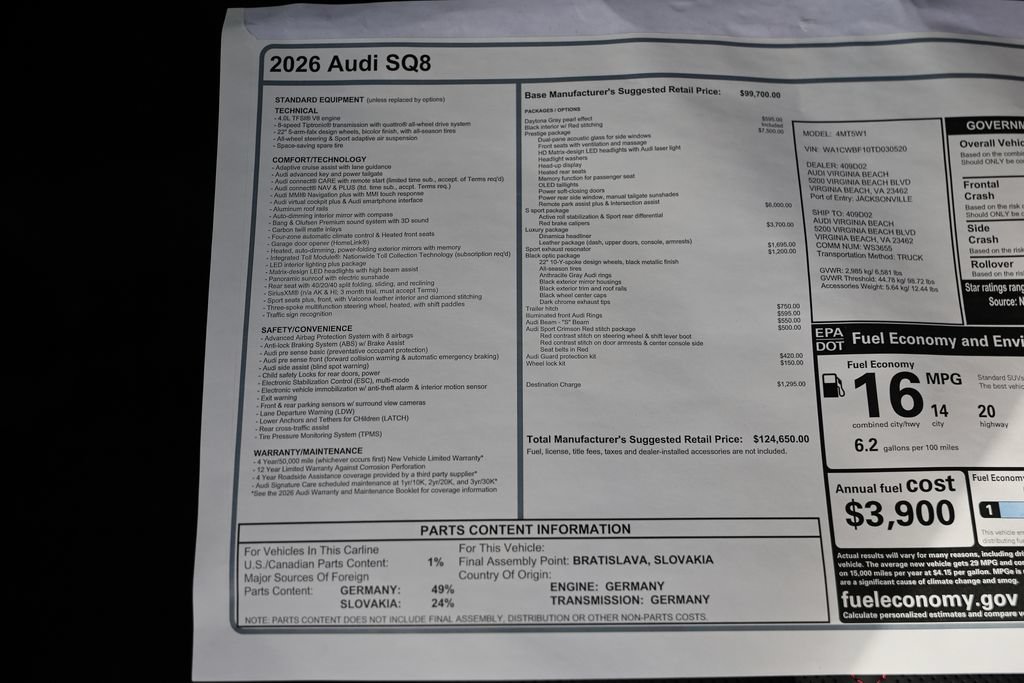New 2026 Audi SQ8 Prestige AWD/4WD image 25