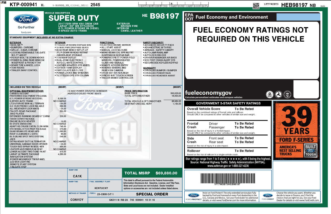 Used 2017 Ford F250 Lariat w/ Lariat Ultimate Package image 66