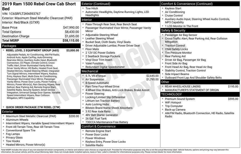 Used 2019 RAM 1500 Rebel w/ Rebel Level 2 Equipment Group AWD/4WD image 16