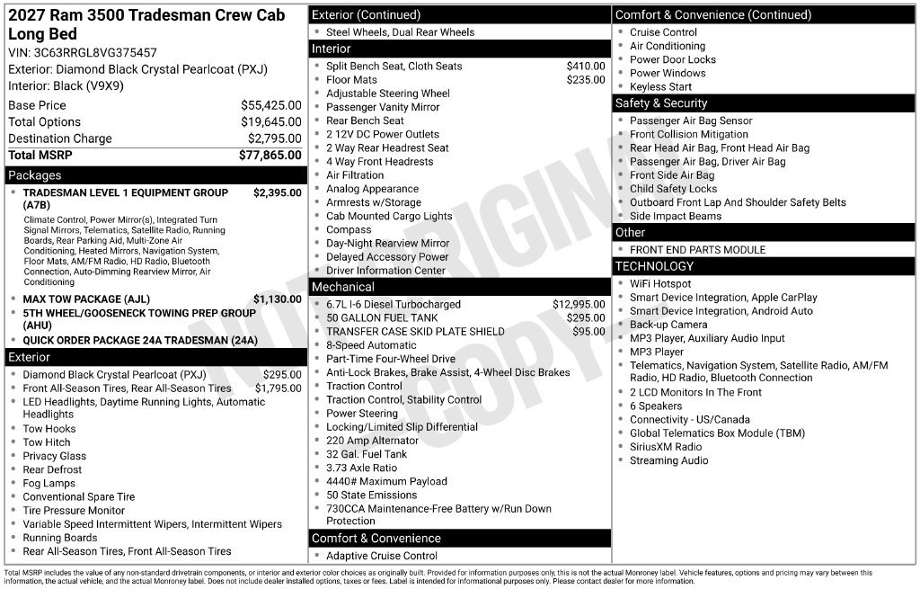 New 2027 RAM 3500 Tradesman AWD/4WD image 22