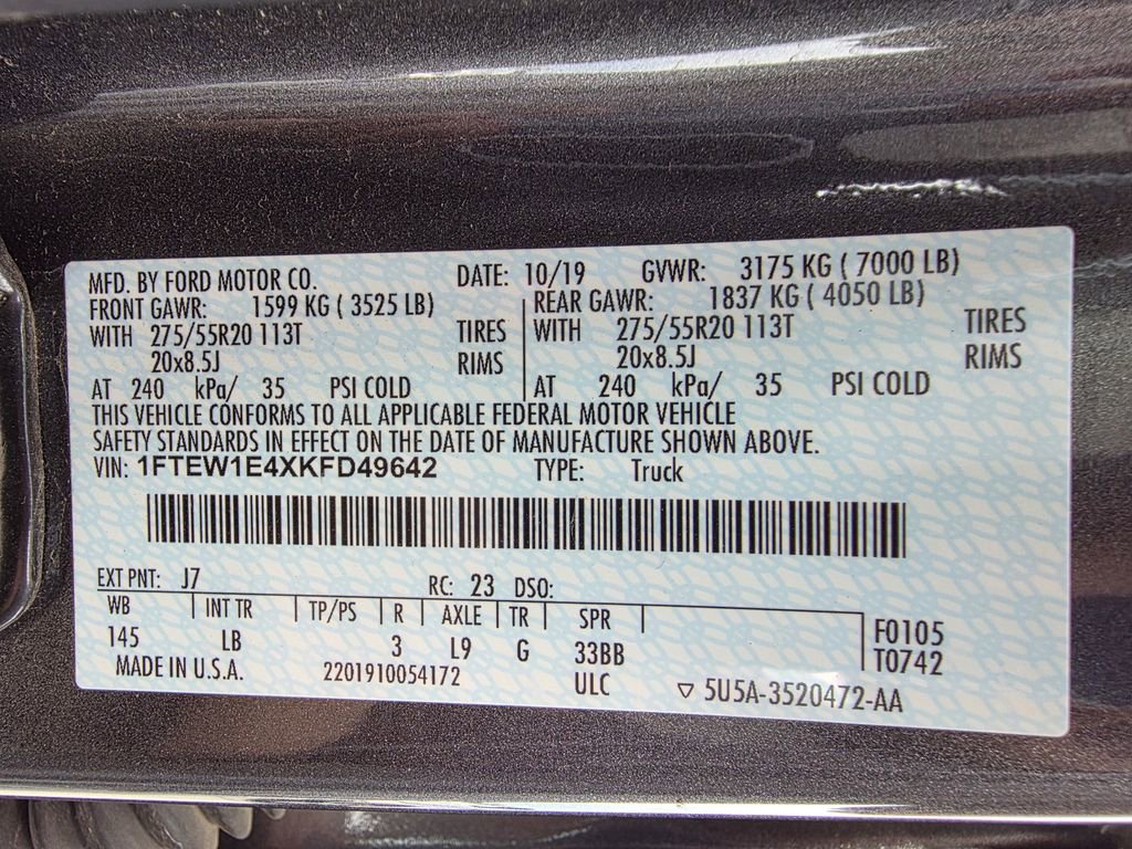 Used 2019 Ford F150 Lariat w/ Equipment Group 502A Luxury AWD/4WD image 33