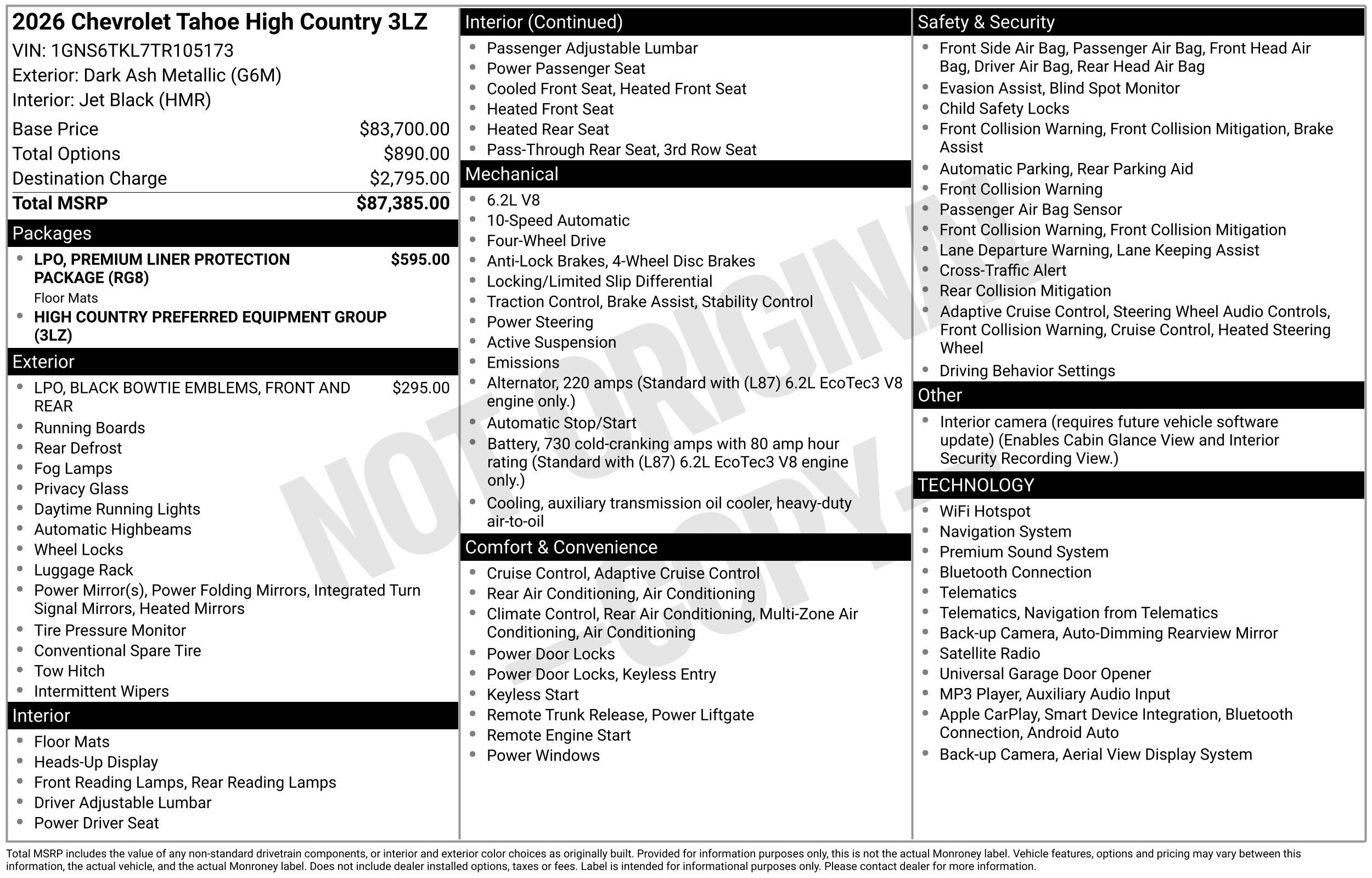 New 2026 Chevrolet Tahoe High Country AWD/4WD image 3