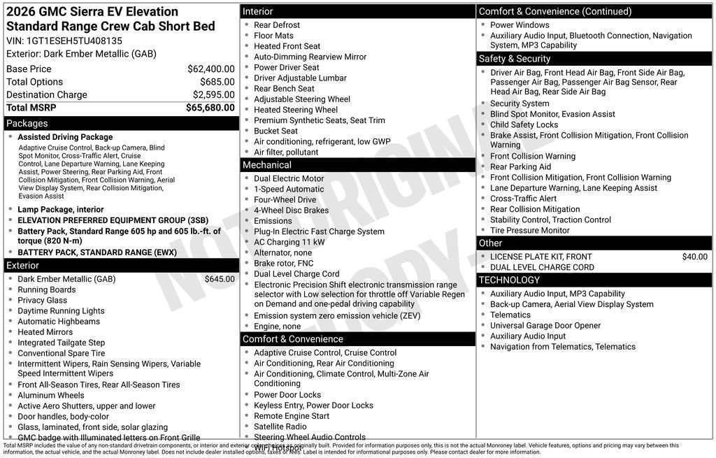 New 2026 GMC Sierra EV Elevation AWD/4WD image 40