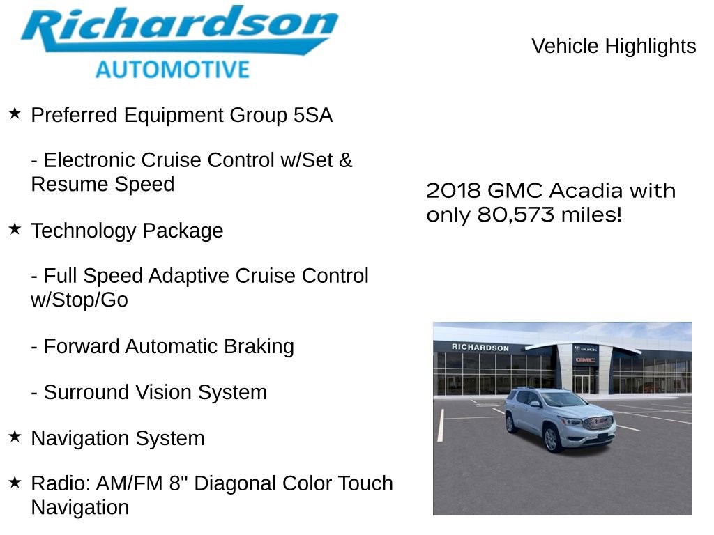 Used 2018 GMC Acadia Denali w/ Technology Package AWD/4WD image 11
